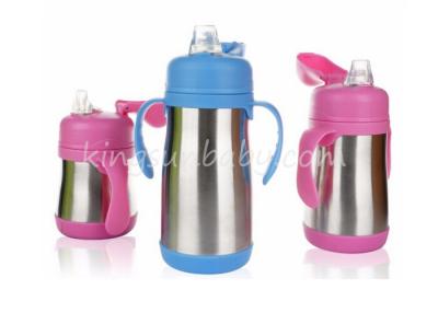 China Vacuum Red Stainless Steel Baby Bottle For Infant Nursing Non Spill Leak Proof Straw Lid for sale