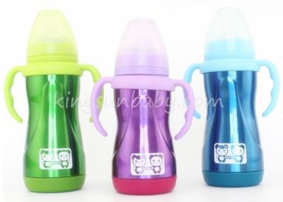 China Fluorescence Color Stainless Steel Baby Bottle 180ml / 240ml Wide Mouth for sale