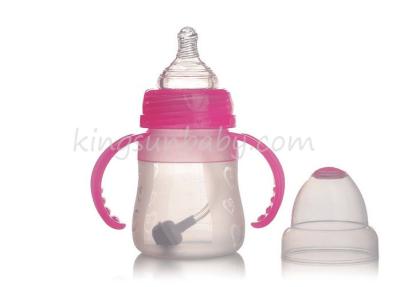 China Most Popular Baby Bottles Pink , Baby Sippy Cup With Food Grade Silicone Nipple for sale