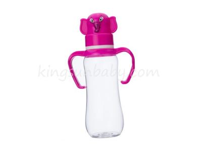 China Animal Design Plastic Feeding Baby Bottle With Handles In Arc Shape 8 Ounce for sale