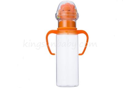 China Light Plastic Feeding Bottle Rattle Design With Handles Streamlined Shape 8 Ounce for sale