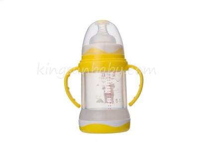 China 150ml Wide Neck Glass Baby Bottles Explosion-proof With Handle,Double Deck for sale