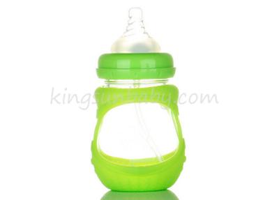 China Wide Neck Glass Baby Feeding Bottle Anti-explosion With Silicone Sleeve for sale