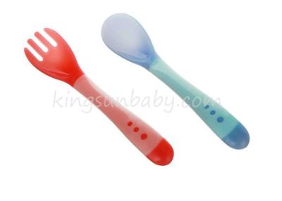 China Heat Sensing Newborn Cutlery Set Spoon and Fork Set Non-toxic Eco-friendly for sale