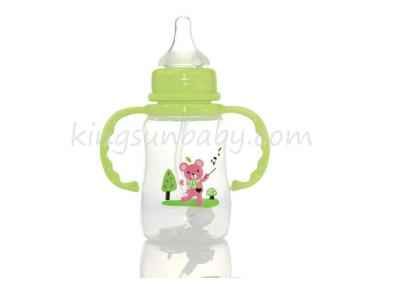 China Food Grade Printed PP Baby Feeding Bottle with Handle 125ml BPA Free for sale