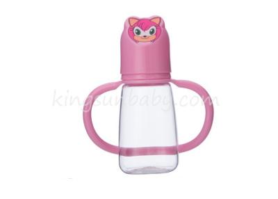 China Standard Neck 4oz Milk Nursing Bottle with Lovely Handle in Square Shape for sale