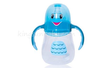 China Cartoon Design Baby Feeding Bottle Wide Neck with Double Colors Handle for sale