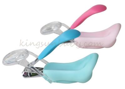 China Colorful Plastic Baby Nail Scissors Toe Nursing Nail Clipper With Magnifier OEM for sale