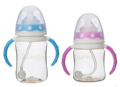 China PPSU Newborn Pacifiers For Breastfed Babies , Wide Neck Baby Bottles With Double Colors Handles Food Grade for sale