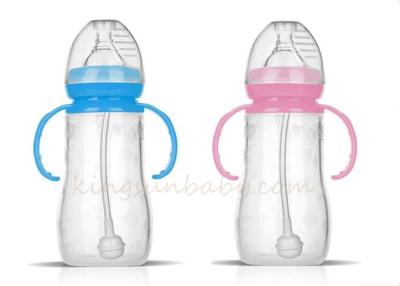 China Wide Neck Newborn Silicone Feeding Bottles For Babies 240ml Infant Nursing Bottle With Handle for sale