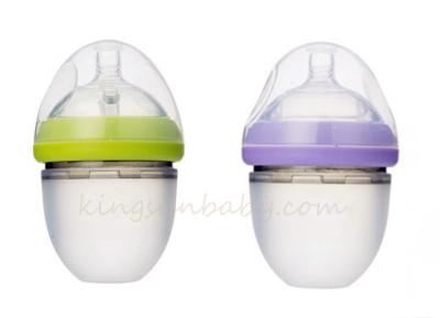 China 120ml Nursing Silicone Baby Bottle for Kids Wide Neck Milk Bottle Eco friendly for sale