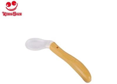 China Curved Silicone Baby Feeding Spoons Curved Shape Flexible Food Grade Non Deformation for sale