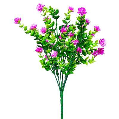 China PVC mixed color plastic flowers for outdoor garden terrace and indoor hanging decorative flower pot cheap wholesale for sale