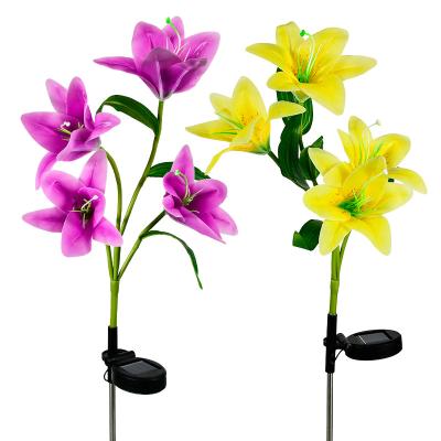 China Wedding Solar Lily Flower Light LED Artificial Flower Lights Party Home Decoration for Outdoor Garden Lawn Walkway Patio Landscape Decoration for sale