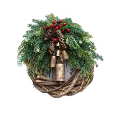 China PVC+pine needle custom ornaments Christmas artificial wreath Christmas pendant ornaments flower three-dimensional rattan Ring Ornaments from the market for sale