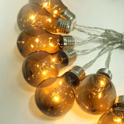 China Edison Clear Bulb 24 LED Copper Wire Christmas String Light 12 Lights Solar Globe Led Hanging Lights for sale