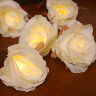 China Indoor Decor Led Battery Light For Wedding Party Supplies Decoration Fabric Flower Decor String Lights for sale