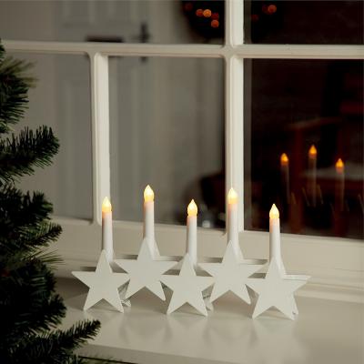 China Modern Led Warm Wooden Candle Light Simulated Star White Christmas Bridge In Christmas Halloween Arch Electric Lighting Candle Table Lamp for sale