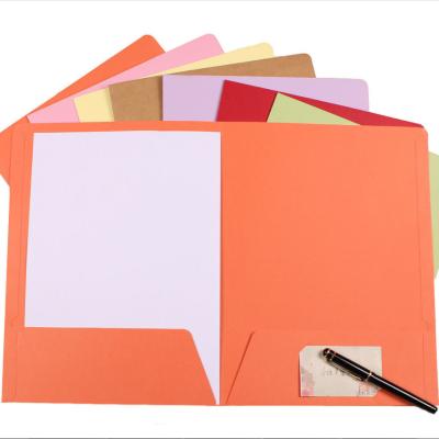 China Cheap Custom Colored Folder Cardboard A4 2 Pocket Paper Pocket Document File Folder for sale