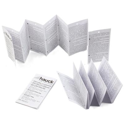 China paper & Custom Cardboard Printing 80g Offset Manual Instrustion Flyer Paper Brochure Folded With Hanging Hole for sale