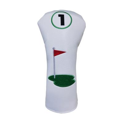 China White Black PU Golf Outdoor Head Cover Golf Activity Head Cover With Embroidery for sale