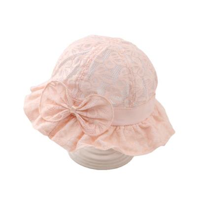 China RTS Bow Lace Baby Sun Shade Sunshade Sunshade Bucket Hat Wholesale Pink Casual Wide Brim RTS Hat for sale