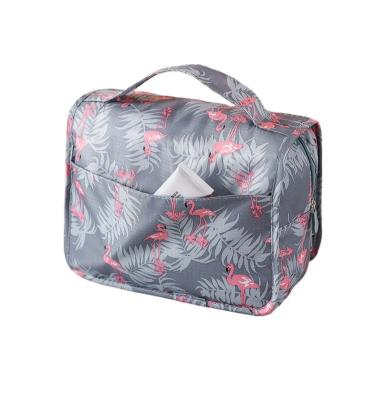 China wholesale Fashion Makeup Pouch Bag Large Capacity Hook Print Wash Bag Portable Waterproof Cosmetic Hanging Travel Storage Bag for sale