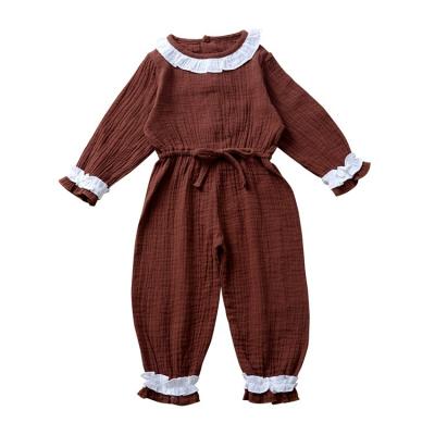 China Wholesale Breathable Baby Romper Kids Clothes Long Sleeve Drawstring Ruffle Jumpsuit Toddler Toddler Clothes Set for sale