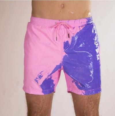 China Anti-wrinkle beach pants with water color change men quick-drying larger swimsuit multicolor swimwear for sale