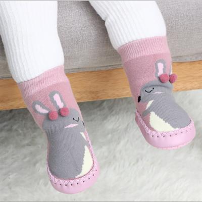 China Winter Newborn Baby Indoor Shoes Breathable Toddler Terry Cotton Girl Boy Thick With Soles Rubber Infant Non-slip Slipper Warm Socks for sale