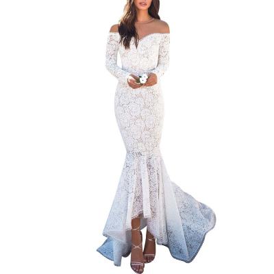 China Breathable Long Sleeve Dress Jumps Trim Lace Fishtail Dress Long Skirt for sale