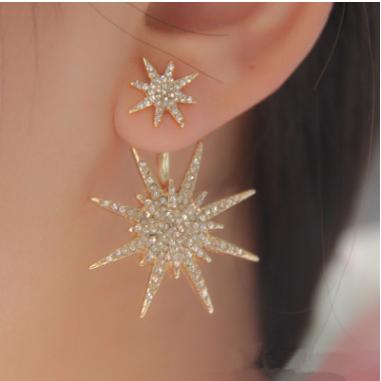 China New man-bellweeds six-star back-hanging diamond-encrusted stylish FASHIONABLE snowflake earrings keeper accessories for sale