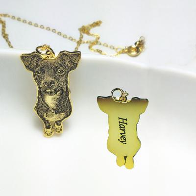 China TRENDY Customized Photo Customized Pet Name Engraved Portrait DIY Portrait Jewelry Gift Memory Pendant Necklace for sale