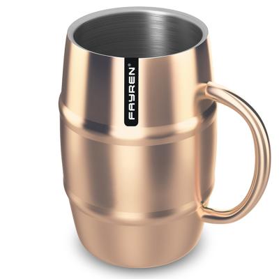 China Wholesale Custom Sustainable Travel Mug Beer Metal Stainless Steel Thermo Camping Insulated Coffee Mug With Handle for sale