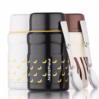 China Business Kids Delicacy Lunch Box 304 Stainless Steel Vacuum Insulated Thermos Food Jar With Folding Spoon for sale