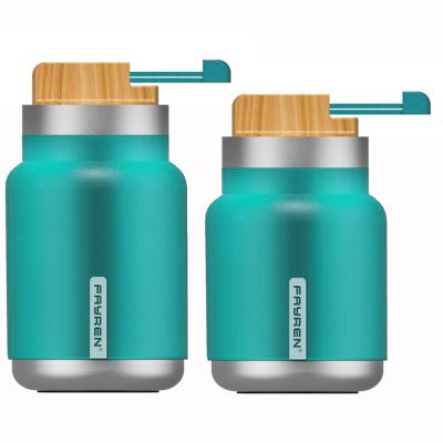 China Hot Selling FAYREN PORTABLE Double Wall Vacuum Insulated Stainless Steel Vacuum Thermos Food And Soup Flask With Wooden Lid for sale