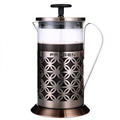 China FAYREN Sustainable High Quality French Press Carafe Stainless Steel Water/Coffee/Tea Thermal Shock Resistant Glass Manufacturer for sale