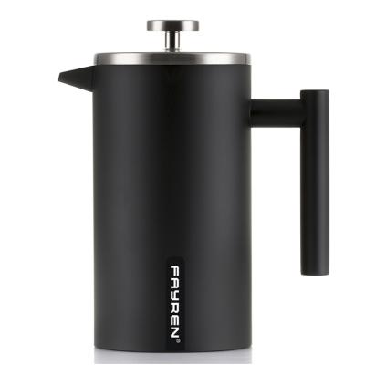 China Viable Coffee Tea Maker Flask Extra Filter Double Wall Stainless Steel Press Black French Coffee Maker for sale