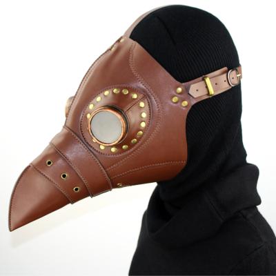 China Handmade Halloween Mask GEARDUKE Cosplay Halloween Props Steampunk Half Face Nose Beak Plague Doctor Bird Mask Long for sale