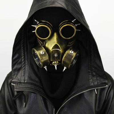 China Factory wholesale comfortable gold silver hip-hop party masks rivets Halloween Steampunk gas mask for cosplay props for sale