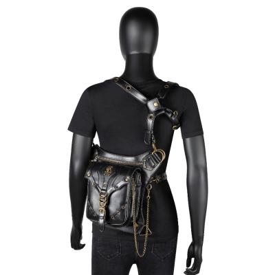 China New Fashion Anti-theft Pussy Steampunk Package Outdoor Tactical Backpacks Shoulder PU Leather Waist Bag for sale