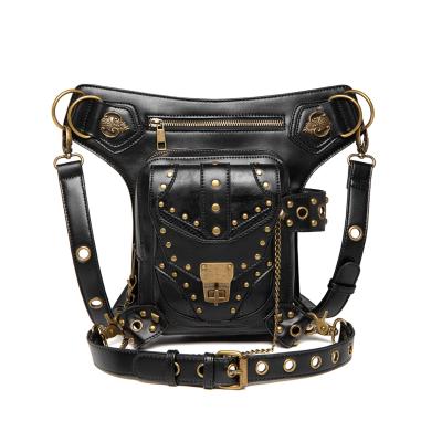 China Steampunk Vintage Rivet Bag Chain Anti-theft Fanny Pack Backpack Shoulder Cross - Body Pouches Purses Waist Bag for sale