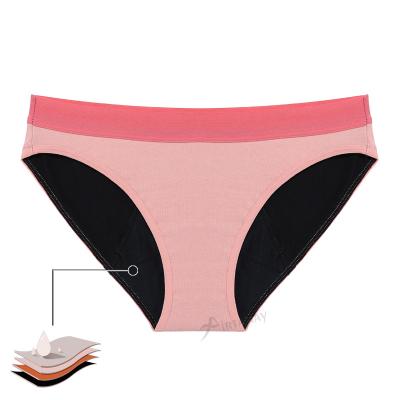 China Girls 4 Layers Reusable Pink Cotton Color Period Absorbent Washable Menstrual Panties Teen Small Size Underwear Antibacterial For Teens for sale