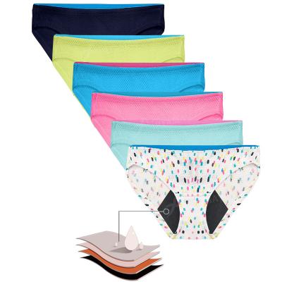 China Breathable Breathable Micro-mesh Aired Fabric Washable 4 Layers Teens Menstrual Girls Menstrual Period Leakproof Panties for sale