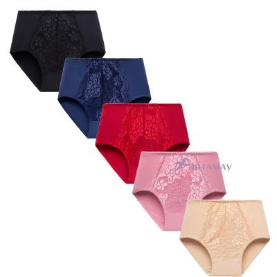 China New Antibacterial Plus Size Women's Underwear Cotton Lace Sexy Panties High Waist Ladies Shape Briefs for sale