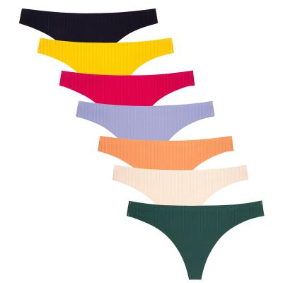 China Sexy Seamless Panties Rib Fabric Thongs Women Underwear Ladies Thongs Factory Wholesale T-Back Bandage Antibacterial Fabric Textile for sale