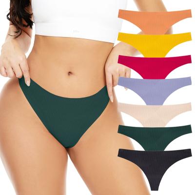 China Antibacterial Seamless Underwear Ladies Thongs T-Back Thongs Textile Fabric Bandage Women Breathable Thong Panties for sale