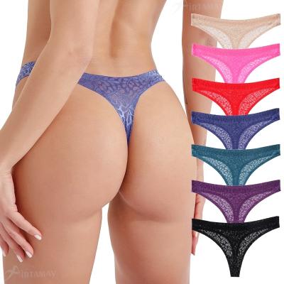 China Wholesale Breathable Jacquard Sexy Jacquard Women's G-String Women's Weaving Thong Panties T-Back Lingerie Thongs Thongs For Women for sale