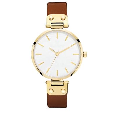 China Alarm Quartz Stainless Steel Water Resistant Leather Lady Back Wristwatch for sale