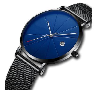 China Custom Logo Men Fashion Day/Date Watches Business Quartz Watch With Black Steel Strap Waterproof Watch for sale